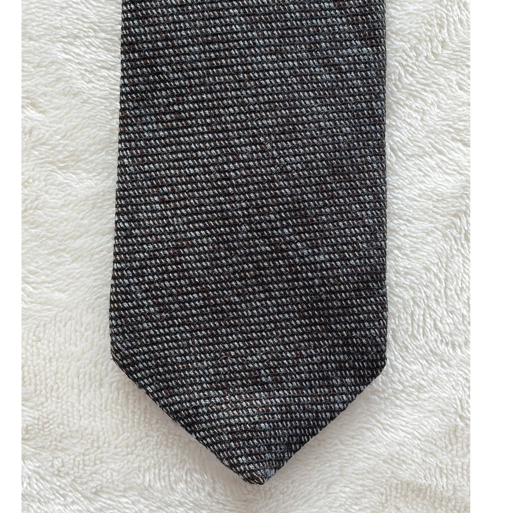 John Henry Gray Vintage Textured Wool Blend Necktie Mens OS Excellent